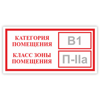 Знак «Категория помещения, класс зоны помещения», B05.1 (светоотражающий пластик, 200х100 мм)